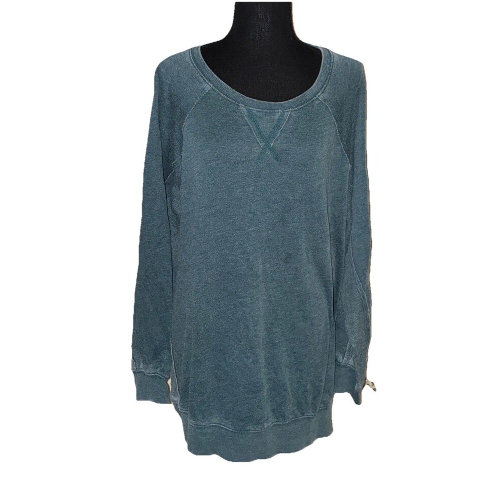Torrid Size 3 Teal Distressed Pullover Long Sleeve
